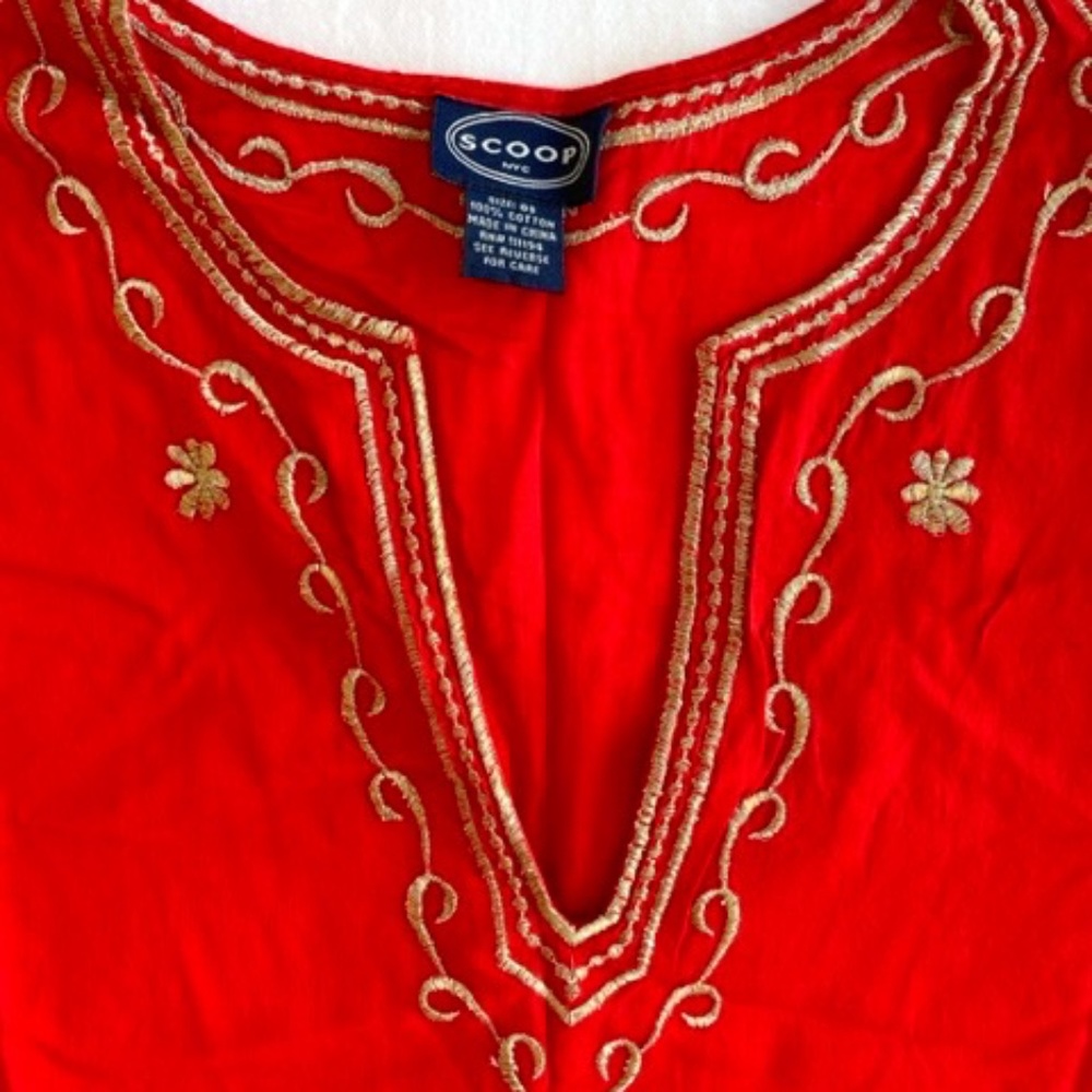 Scoop NYC Red Beach Coverup Top